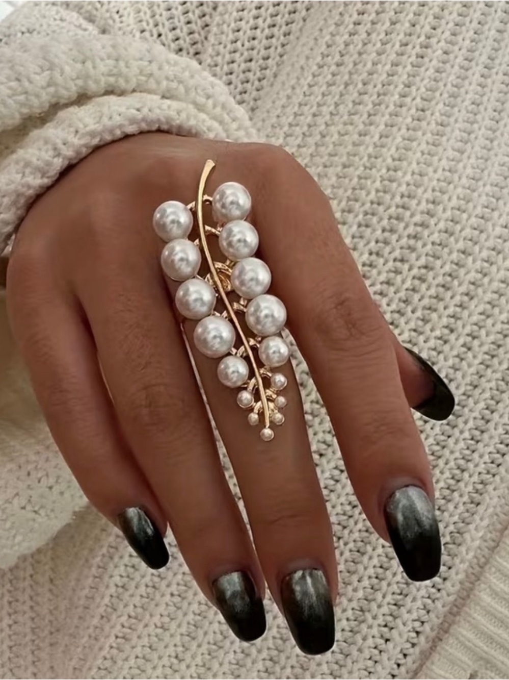 Zara Gold Tone Pearl Branch Statement Ring - White Pearls NWOT